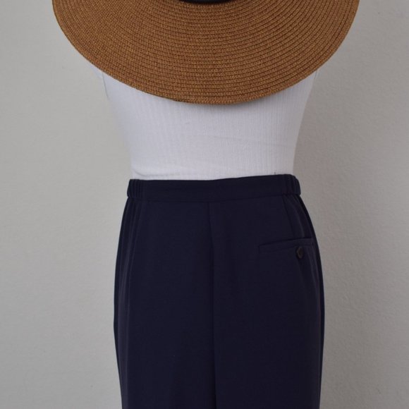 Vintage 90s Blue Flowy Polyester Trousers size 12P |‎ 30-32 waist - Picture 5 of 10